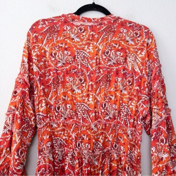 IRO Rhodey Frayed Ruffle Trim Crepe Playsuit 44 Red Romper Floral 12 - Picture 14 of 14